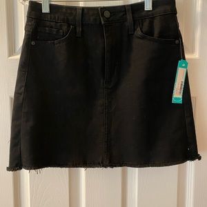 NWT Black denim frayed skirt